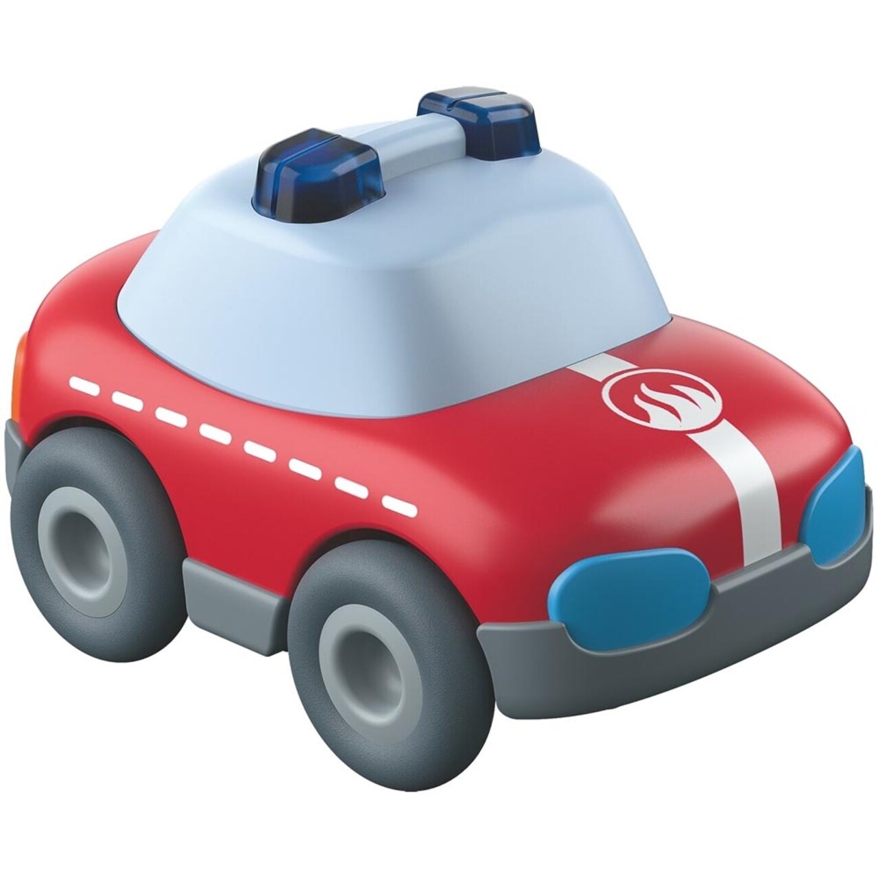 HABA Red Fire Truck with Momentum Motor - Toddler Toy Cars for Kids Ages 2-5, Push and Go Race Cars for Boys and Girls Compatible with Kullerbu Tracks